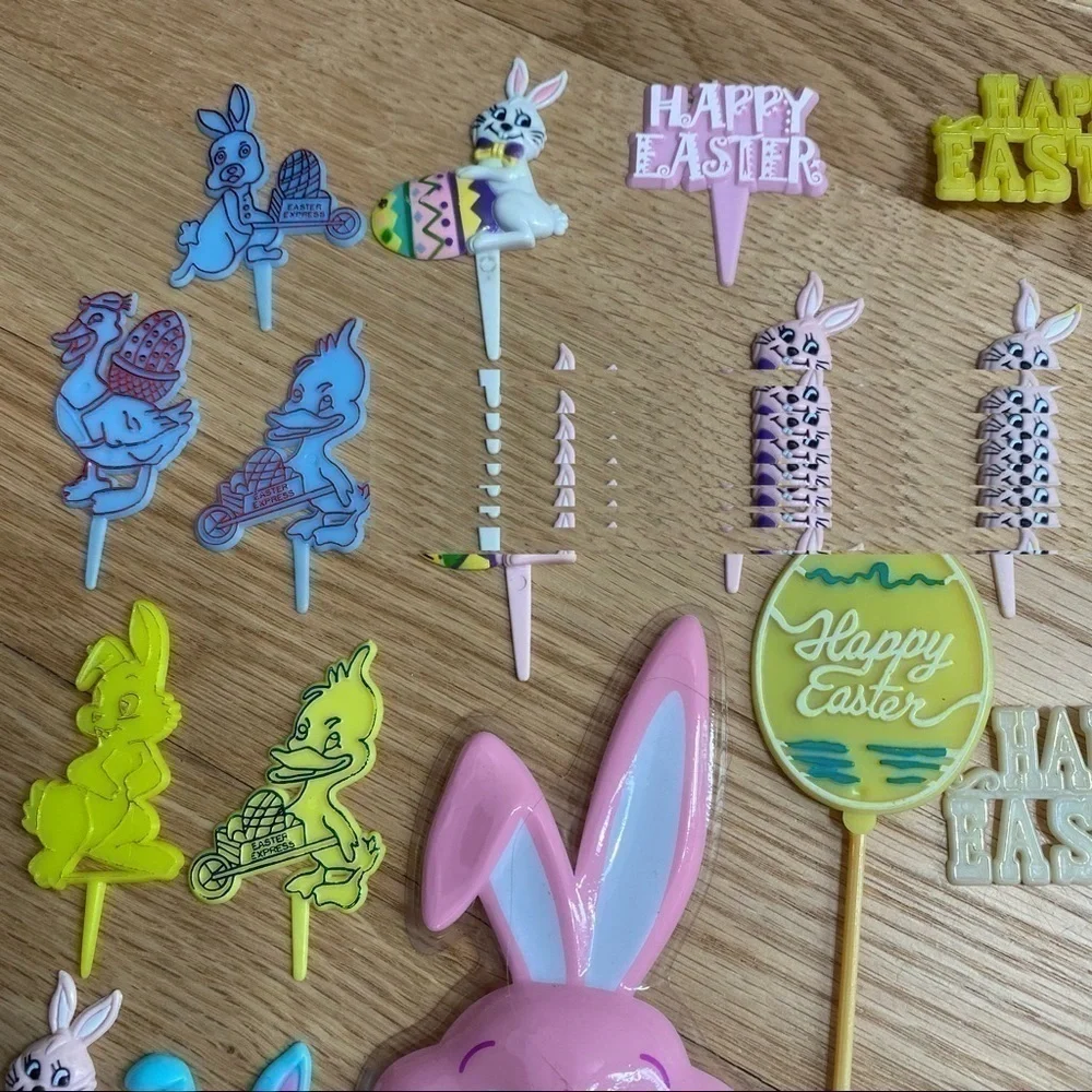 Vintage Easter Cake Decorations Pop Tops Bunny